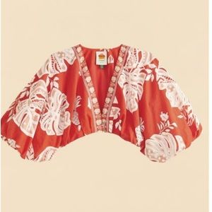 Farm Rio Red Lace Monstera Crop top